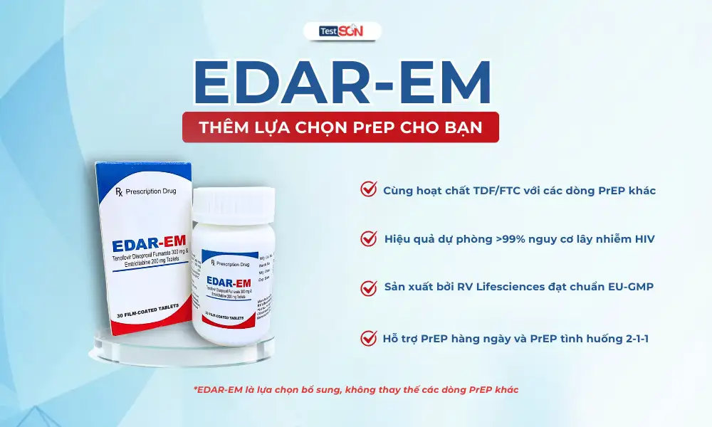 THUỐC PrEP EDAR-EM – LỰA CHỌN MỚI VỚI NGUỒN CUNG ỔN ĐỊNH TẠI TestSGN